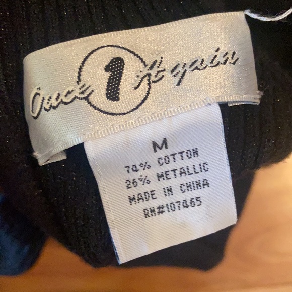 Black sparkly mock neck sweater with sheer beaded panel - Picture 7 of 9